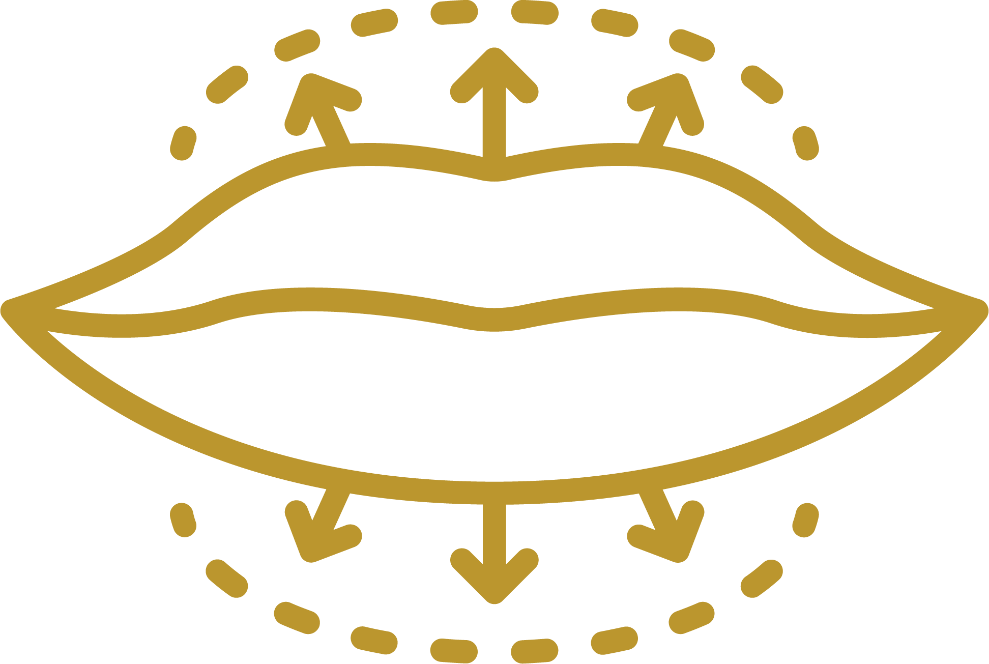 FaceSculpter icon of lips with arrows to represent natural plumping without fillers